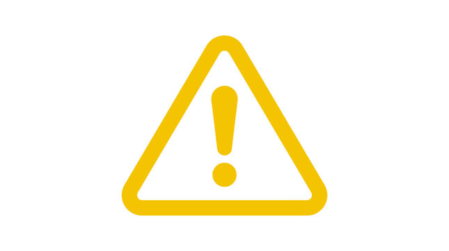 Yellow warning triangle with exclamation mark, caution sign, alert symbol, danger icon