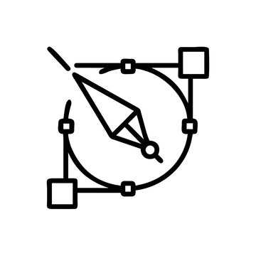 Vector pen tool with anchor points for graphic design illustration.