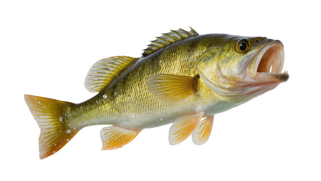 Large mouth bass fish with open mouth and sharp teeth