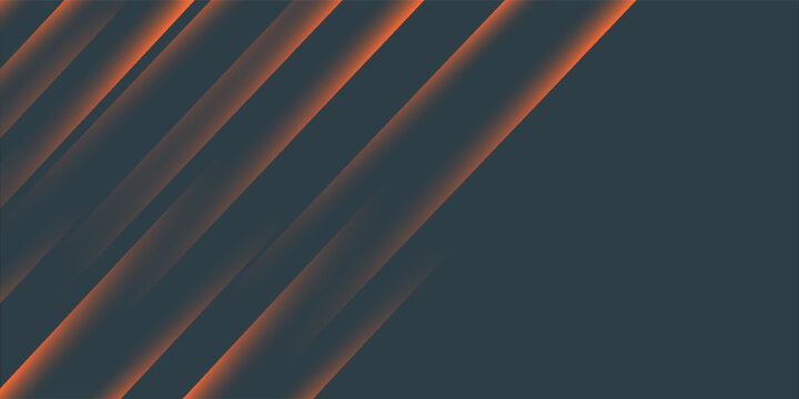 Abstract orange glowing diagonal line stripe pattern vector illustration. Geometric halftone speed light composition on dark charcoal grey background design