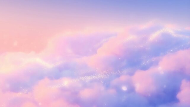 Dreamy Pastel Pink and Purple Clouds with Sparkling Glitters Background