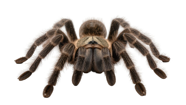 Brown hairy tarantula spider with eight legs
