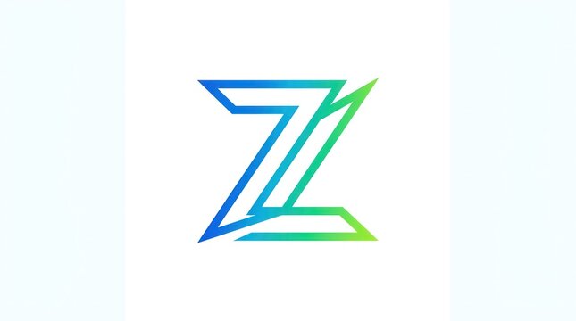 Abstract letter z logo mark using sharp angled lines and vibrant blue green color gradient.