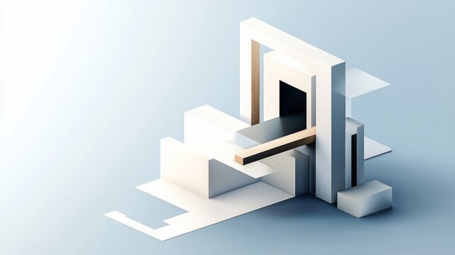 Abstract Architectural Model with Geometric Shapes and Clean Lines.