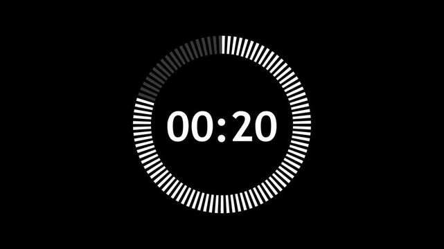 Round circle 25 to 0 seconds countdown animation on black background. 1 minute countdown timer. Countdown timer, circle countdown animation for special deal Promotions.