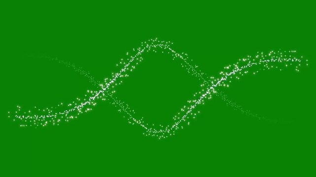 Twinkling glitter star particle wave with radiant fairy dust ribbon, glowing cosmic sparkle, dreamy luminous bokeh, magical light streaks, premium transition overlay on green screen background in 4k