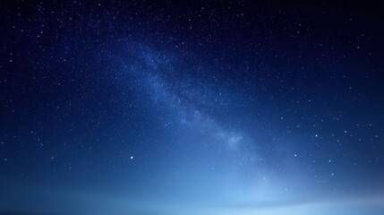 Fototapeta premium Vast expanse of the Milky Way galaxy stretching across a deep blue night sky filled with countless stars