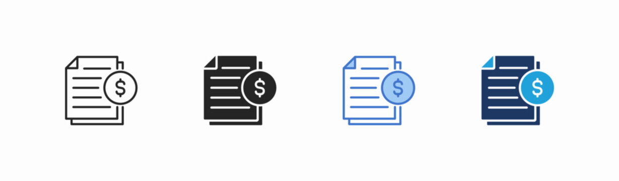 Set of invoice icon collection in multiple style. Icon suitable for web and mobile application