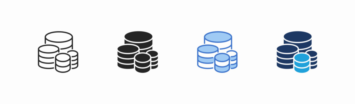 Set of database icon collection in multiple style. Icon suitable for web and mobile application