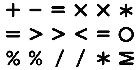 Assortment of Mathematical Symbols and Operators on White Background mathematics plus © Mst