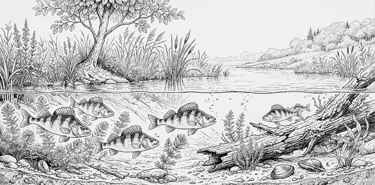 Split View of a Freshwater Ecosystem