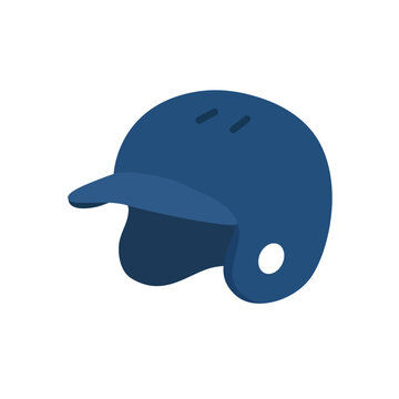 Blue Baseball Helmet Vector Illustration, Flat Isolated Icon for Batter Protective Gear and Safety