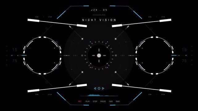 Futuristic HUD interface digital night vision display overlay for gaming.