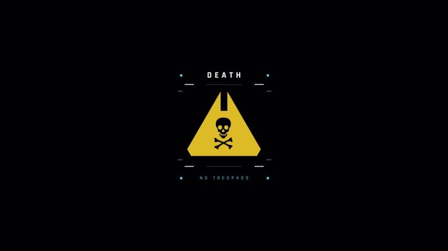 Minimalist digital death warning sign with skull and crossbones icon.