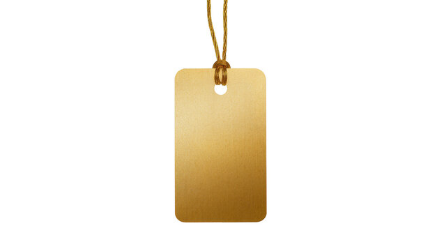 Blank golden cardboard tag with string