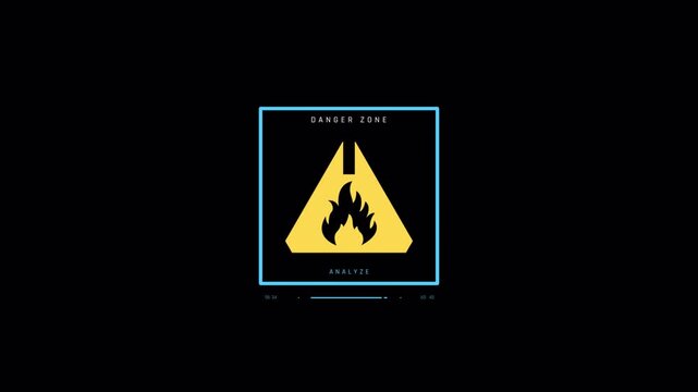 Minimalist Triangle Fire Logo Animation With Glowing Neon Frame Border.