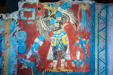 Cacaxtla Bird Man Mural Replica at Anthropology Museum Mexico © Jeppo75