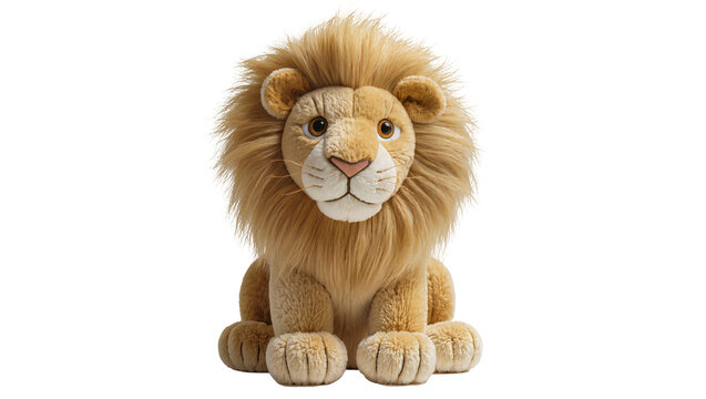 Plush lion toy with fluffy mane and big paws