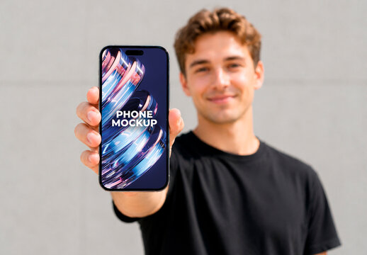 Man Phone Mockup Template
