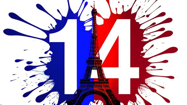 Eiffel tower with colorful 40th birthday splatter paint