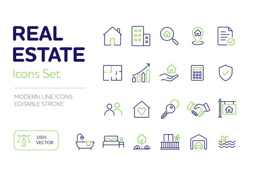 Real Estate Line Icons Set