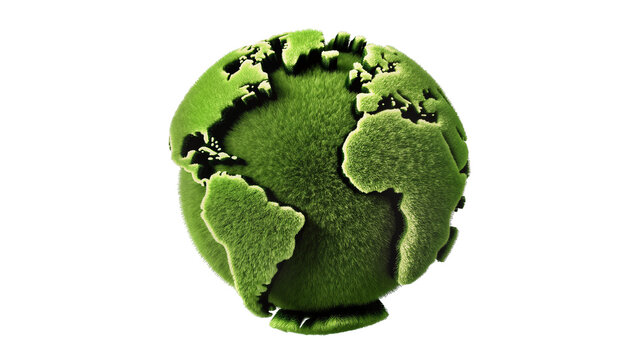 Green grassy globe with continents
