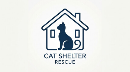Cat shelter awareness icon with house © Waqas