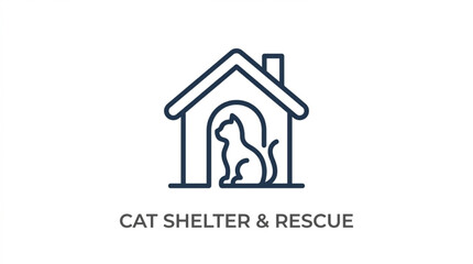 Cat shelter awareness icon with house © Waqas