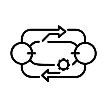 Circular process diagram with two nodes and gear mechanism.