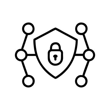 Network security line icon, simple outline vector, data protection.