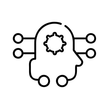 Artificial intelligence line icon, simple outline vector, machine learning.