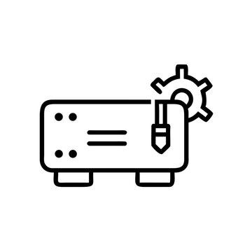 Server and wrench line icon, simple outline vector, computer repair.