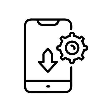 Smartphone settings download icon vector line illustration concept.