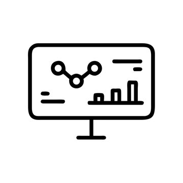 Computer monitor showing financial analysis graph data and charts.