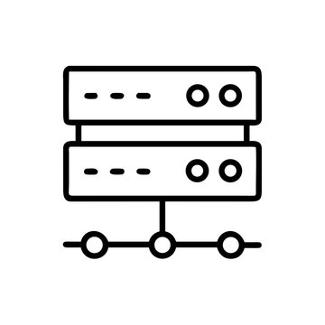 Server and database network connection vector line icon illustration.