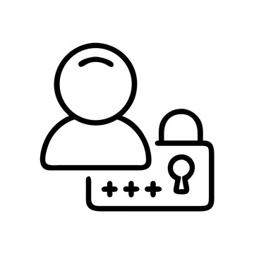 User profile with password and lock icon symbolizing security.