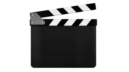 Fototapeta premium Black movie clapperboard with silver hinges and black and white stripes