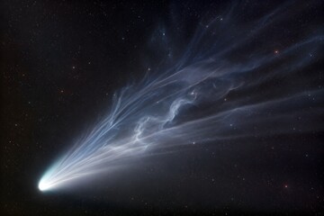 Fototapeta premium Stunning Long Exposure Cosmic View Showing A Comet Tail Twisted By Strong Interstellar Solar Winds