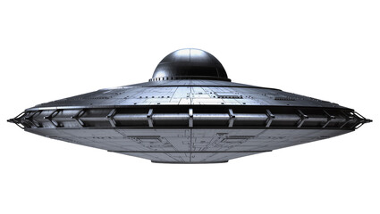 Metallic flying saucer spacecraft with dome top © Laura