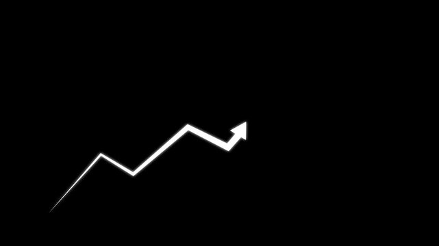 simple line rising grape with black background.Concept of growth and profit.achievement, and positive financial trends.representing financial growth business success performance improvement. 4k video