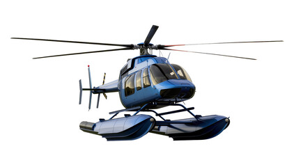 Blue helicopter with floats for water landing © Laura