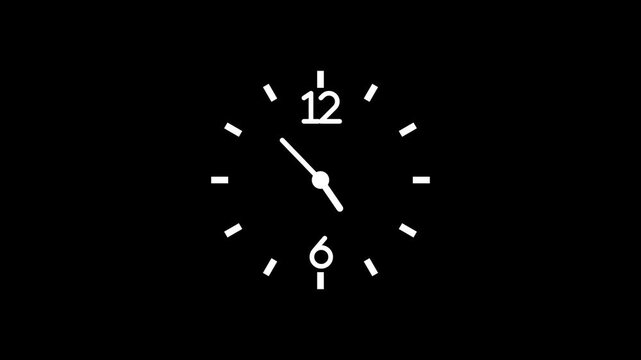 Minimal analog clock face time with clean simple design and copy space animation