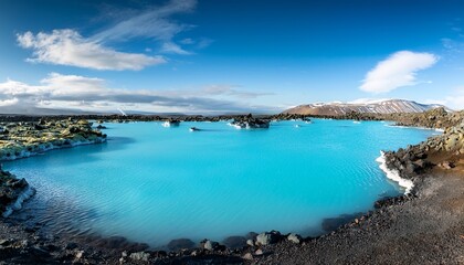 Fototapeta premium photo of blue lagoon water on iceland grindavik