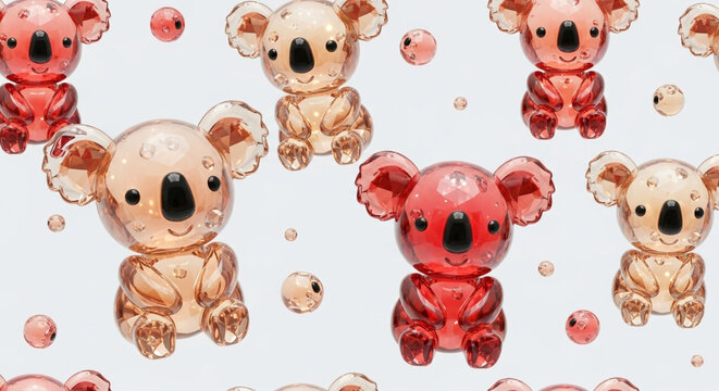 Cute Koala Bear Pattern with Red and Beige Colors.