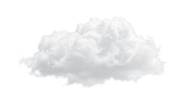 Fluffy white cumulus cloud isolated on a transparent background for design
