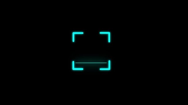 scanner icon animation isolated scanner neon shine icon animation .fingerprint biometric scanning animation. Biometric scanning animation showing neon fingerprint icon .4k video