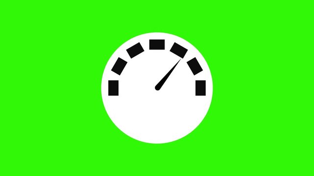 Simple speedometer gauge icon rising needle and square scale marks animation