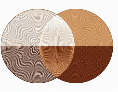 venn diagram brown cream two colourful circles overlapping isolated on white background