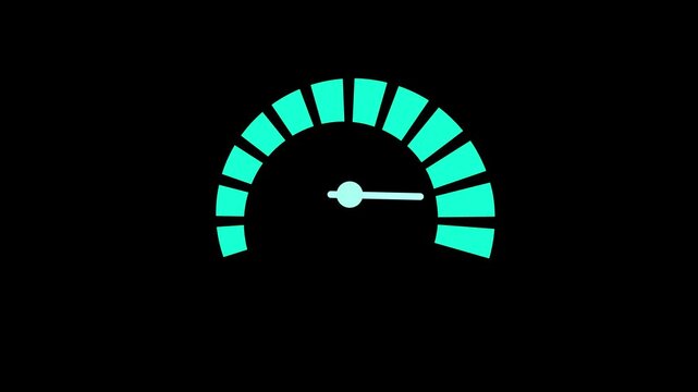 Minimal speedometer gauge with a needle and segmented arc measurement or status indicator animation