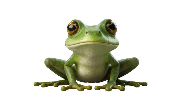 Green tree frog with large bulging eyes